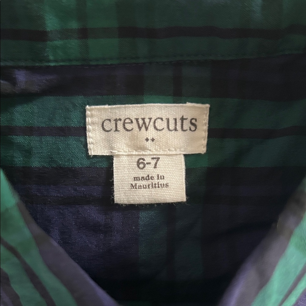 NWOT Crewcuts Kids Green and Blue Plaid Button Down Shirt - Picture 2 of 4